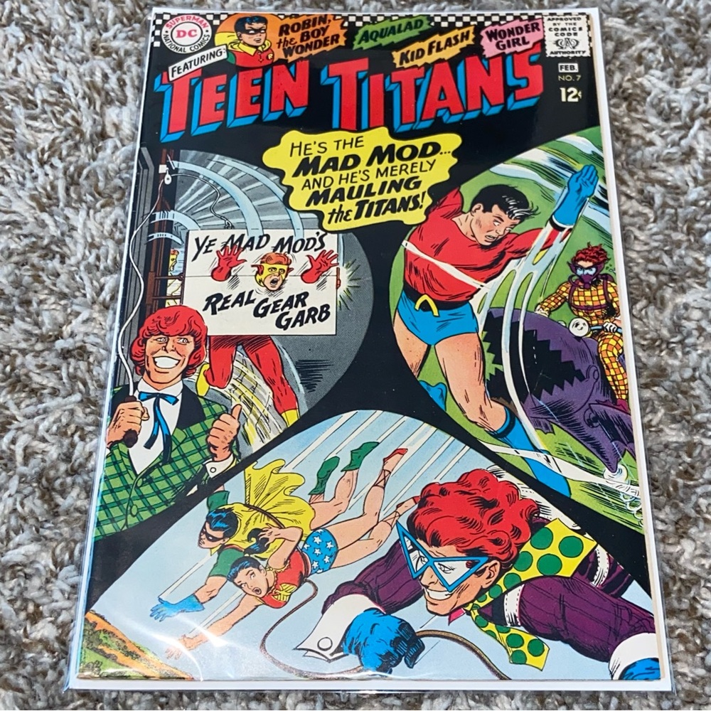 VINTAGE 1967 DC COMICS Teen Titans Key 1st Mad Mod App Silver Age Comic #7